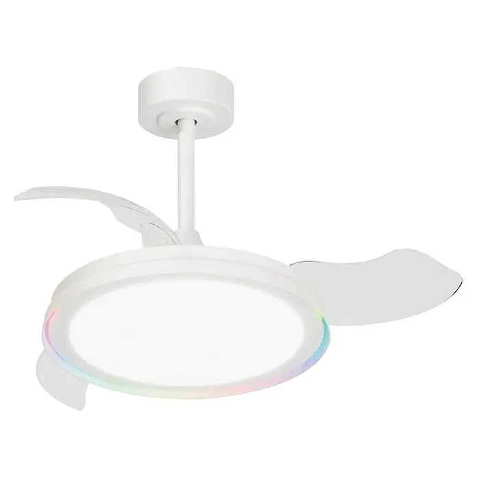 Arte confort Ventilador de techo Cartagena - Blanco, 91 cm, 28 W, Blanco cálido - Un moderno ventilador de techo blanco con iluminación LED integrada, perfecto para una refrigeración elegante y eficiente.