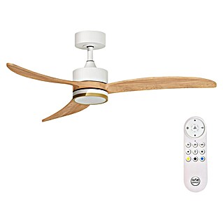 Arte confort Ventilador de techo Echo (Blanco/Madera, 122 cm, 28,2 W, Blanco cálido)