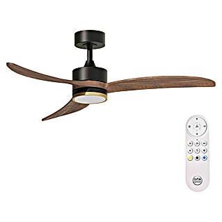 Arte confort Ventilador de techo Echo (Negro/Madera, 122 cm, 28,2 W, Blanco cálido)