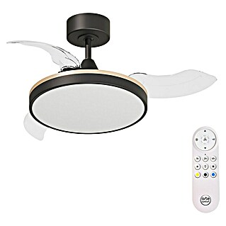 Arte confort Ventilador de techo Ginebra (Negro, 91 cm, 28 W, Blanco cálido)