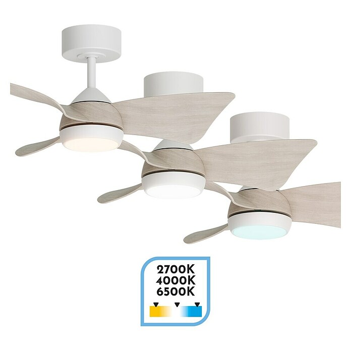 Arte confort Ventilador de techo Roma (Blanco/Madera, 76 cm, 16 W, Blanco cálido) | BAUHAUS