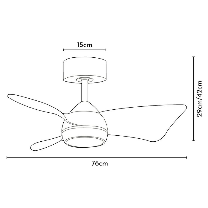 Arte confort Ventilador de techo Roma (Blanco/Madera, 76 cm, 16 W, Blanco cálido) | BAUHAUS