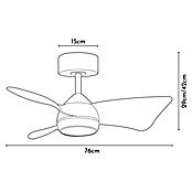 Arte confort Ventilador de techo Roma (Blanco/Madera, 76 cm, 16 W, Blanco cálido) | BAUHAUS