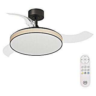 Arte confort Ventilador de techo Tunez (Negro, 105,5 cm, 30 W, Blanco cálido)