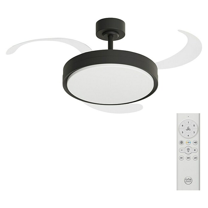 Arte confort Ventilador de techo Verona L (Negro, 122 cm, 30 W, Blanco cálido) | BAUHAUS