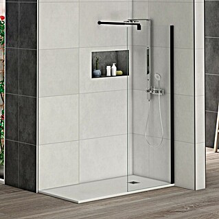 Mampara de ducha fija Nice (An x Al: 100 x 195 cm, Negro)