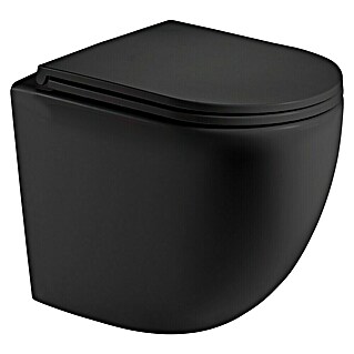 Taza de WC suspendida Kivu (Sin borde de descarga, Salida WC: Horizontal, Negro)