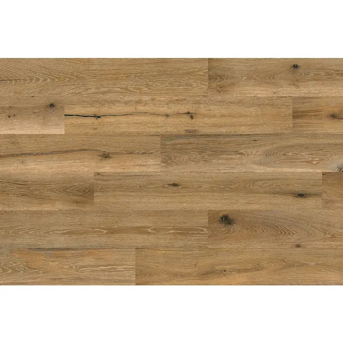 Granorte Korkboden Ecoprint - Eiche Bisque, Landhausdiele, 1.164 x 194 x 8,5 mm - Helles braunes Holzparkett mit natürlicher Maserung, Ästen und Rissen, im rustikalen Used-Look.