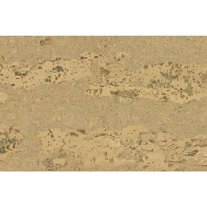 Granorte Korkboden Naturtrend - Wild Sand, 910 x 300 x 9,5 mm - Natürliche Korktextur in hellbraunen Tönen mit charakteristischer Maserung, Wirbeln und dunkleren Flecken.