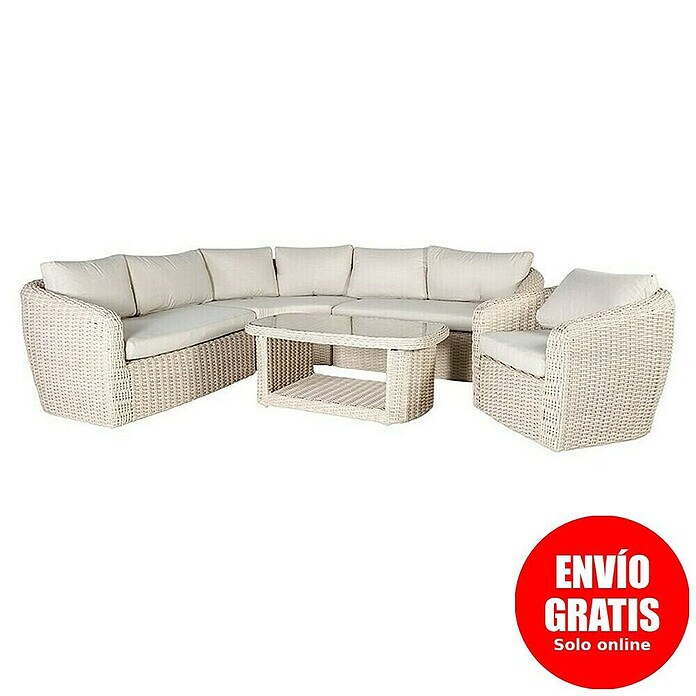 Kactus republic Conjunto de muebles Morea (5 pzs., Aluminio/Ratán sintético, Perla) | BAUHAUS