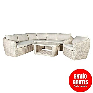 Kactus republic Conjunto de muebles Morea (5 pzs., Aluminio/Ratán sintético, Perla)
