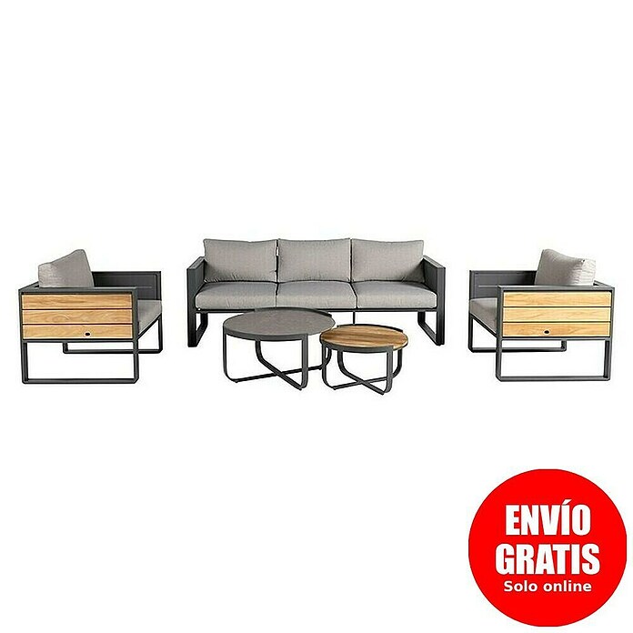Kactus republic Conjunto de muebles Mónaco (5 pzs., Aluminio/Teca, Antracita) | BAUHAUS