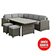 Sunfun Conjunto de muebles Portland III (6 pzs., Ratán sintético/Aluminio, Crema) | BAUHAUS