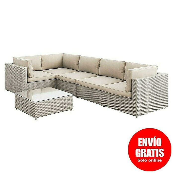 Sunfun Conjunto de muebles Ocala II (6 pzs., Ratán sintético/Aluminio, Crema) | BAUHAUS
