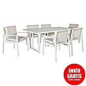 Kactus republic Conjunto de muebles Onix (7 pzs., Aluminio/Ratán sintético, Blanco) | BAUHAUS