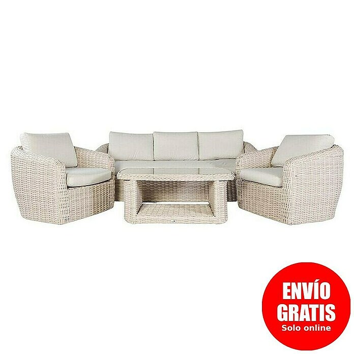 Kactus republic Conjunto de muebles Morea (4 pzs., Aluminio/Ratán sintético, Perla) | BAUHAUS