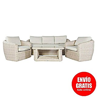 Kactus republic Conjunto de muebles Morea (4 pzs., Aluminio/Ratán sintético, Perla)