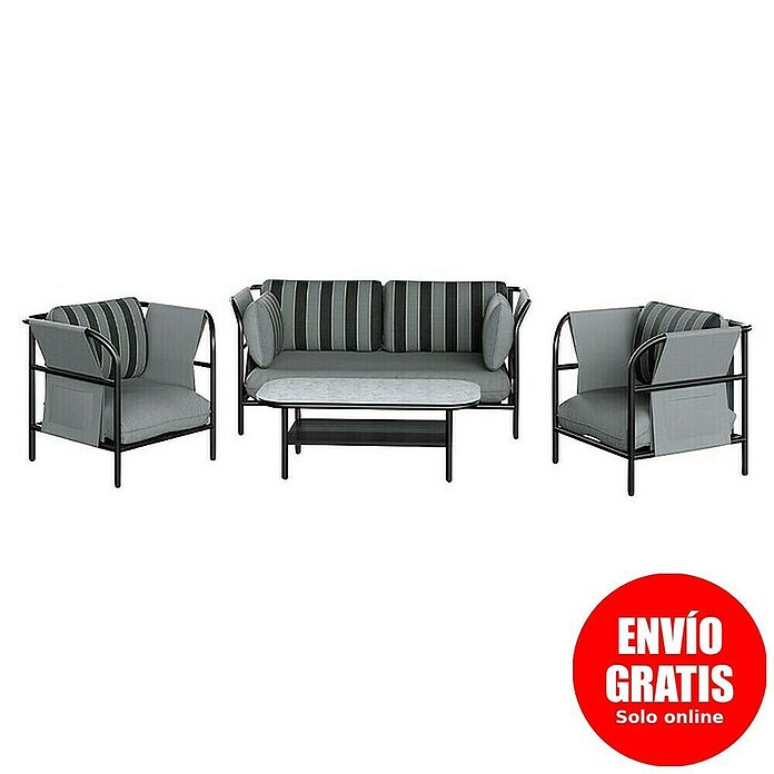 Kactus republic Conjunto de muebles Montecarlo (4 pzs., Aluminio, Gris) | BAUHAUS