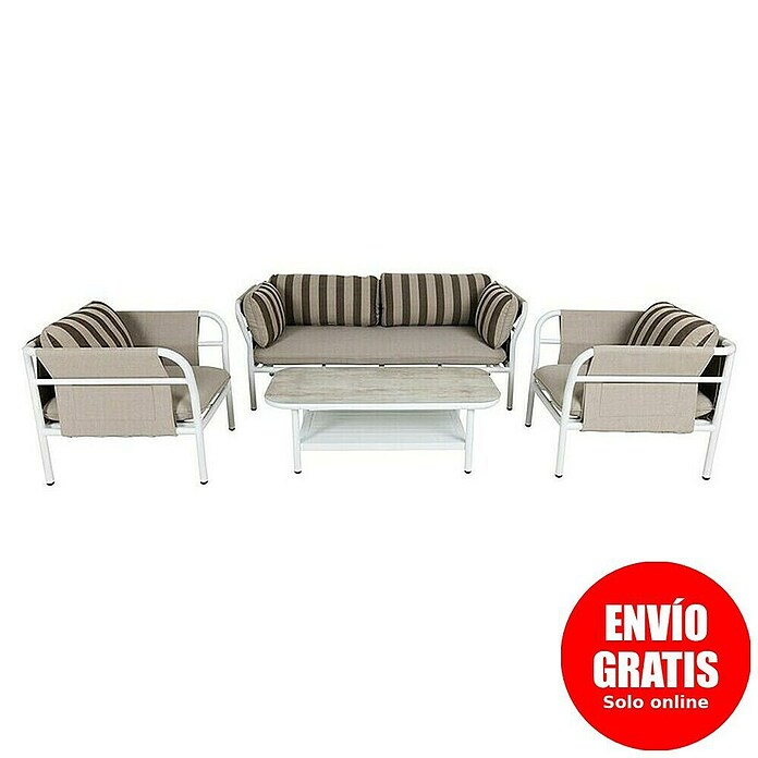 Kactus republic Conjunto de muebles Montecarlo (4 pzs., Aluminio, Blanco) | BAUHAUS