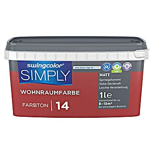 swingcolor Boja za zid Simply (Crvena – br. 14, Mat, 1 l)
