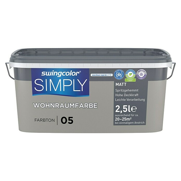 swingcolor Stenska barva Simply  (Siva - št. 5, Mat, 2,5 l) | Živobarvne disperzijske barve | Stenske barve | Barve | Barve in tapete | Izdelki | BAUHAUS