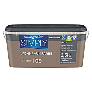 swingcolor Boja za zid Simply (Smeđa – br. 09, Mat, 2,5 l)