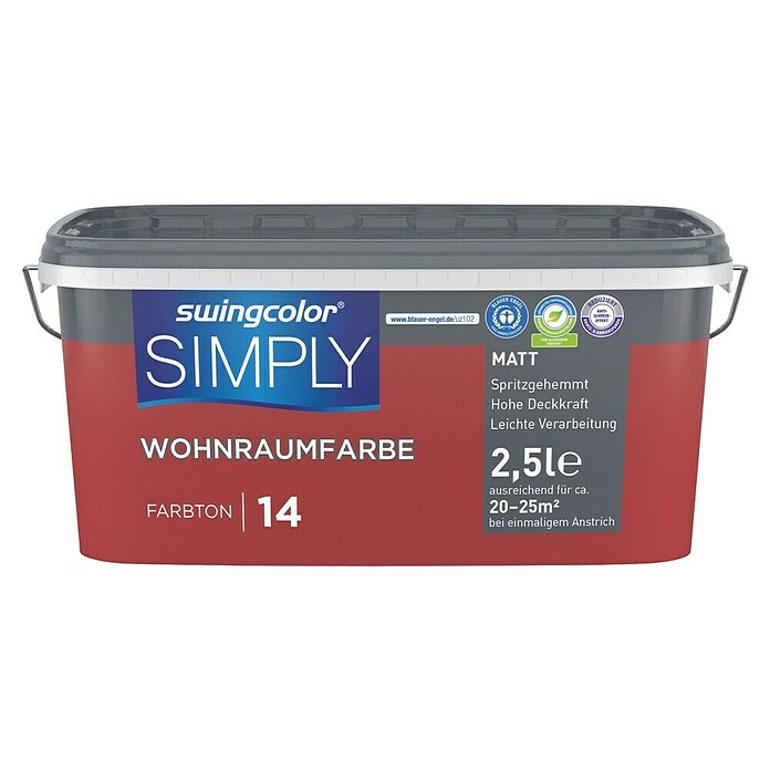 swingcolor Stenska barva Simply  (Rdeča - št. 14, Mat, 2,5 l) | Živobarvne disperzijske barve | Stenske barve | Barve | Barve in tapete | Izdelki | BAUHAUS