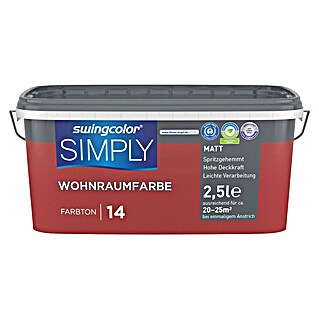 swingcolor Boja za zid Simply (Crvena – br. 14, Mat, 2,5 l)
