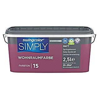 swingcolor Boja za zid Simply (Crvena – br. 15, Mat, 2,5 l)