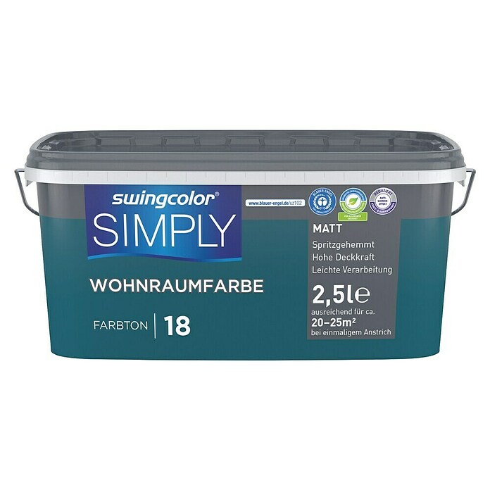 swingcolor Stenska barva Simply  (Modra - št. 18, Mat, 2,5 l) | Živobarvne disperzijske barve | Stenske barve | Barve | Barve in tapete | Izdelki | BAUHAUS