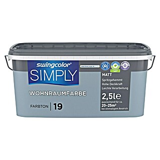 swingcolor Boja za zid Simply (Plava – br. 19, Mat, 2,5 l)
