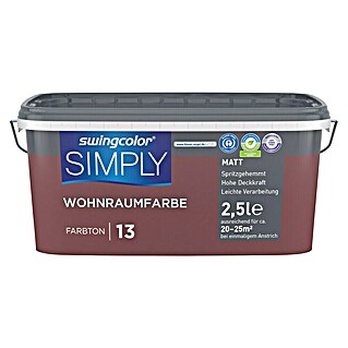 swingcolor Boja za zid Simply (Crvena – br. 13, Mat, 2,5 l)
