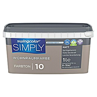 swingcolor Boja za zid Simply (Smeđa – br. 10, Mat, 1 l)