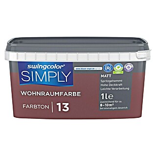 swingcolor Boja za zid Simply (Crvena – br. 13, Mat, 1 l)