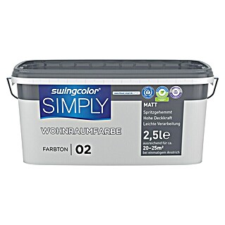 swingcolor Boja za zid Simply (Siva – br. 02, Mat, 2,5 l)