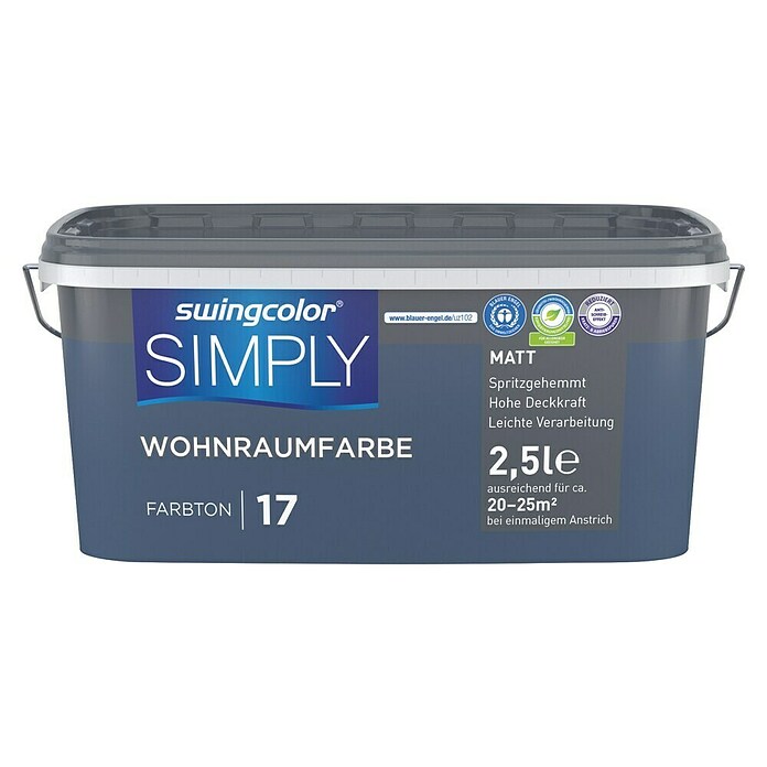 swingcolor Stenska barva Simply  (Modra - št. 17, Mat, 2,5 l) | Živobarvne disperzijske barve | Stenske barve | Barve | Barve in tapete | Izdelki | BAUHAUS