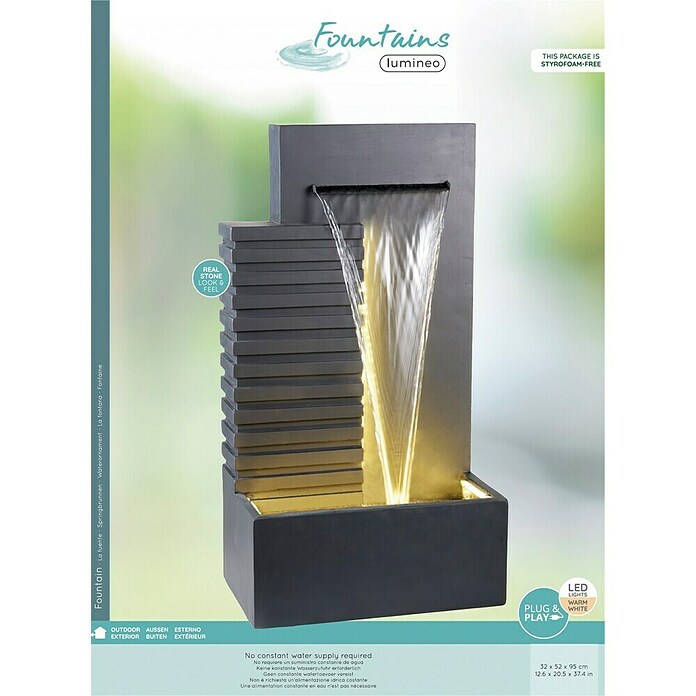Fuente LED Bernalda (Antracita, L x An x Al: 32 x 52 x 95 cm) | BAUHAUS
