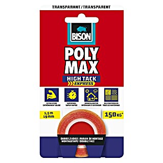 Bison Poly Max Montagetape High Tack Express (Transparant, l x b: 1,5 m x 19 mm)