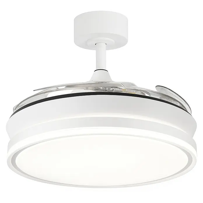 Ventilador de techo Majestic - Blanco, 91 cm, 30 W, Blanco cálido - Un moderno ventilador de techo blanco con luz integrada, que ofrece iluminación brillante y una circulación de aire eficiente.