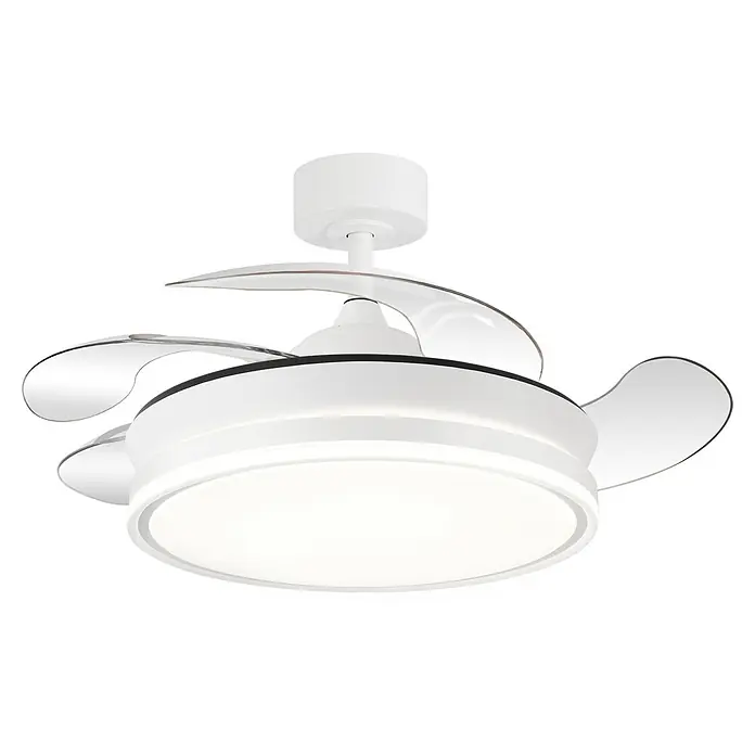 Ventilador de techo Majestic - Blanco, 91 cm, 30 W, Blanco cálido - Ventilador de techo moderno con palas blancas y luz LED integrada, proporcionando iluminación elegante y circulación de aire en la habitación.
