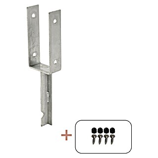 Plus U-Pfostenträger für Pfosten 9 cm (L x B x H: 5 x 9,1 x 40 cm, Silber)
