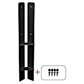 Plus H-Pfostenanker Über-Eck für Pfosten 9 cm (L x B x H: 6 x 6 x 60 cm, Pulverbeschichtet, Schwarz (RAL 9005)) | BAUHAUS