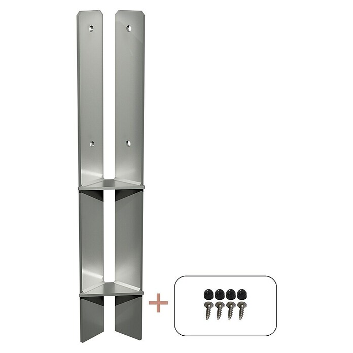 Plus H-Pfostenanker Über-Eck für Pfosten 9 cm (L x B x H: 6 x 6 x 60 cm, Silber) | BAUHAUS