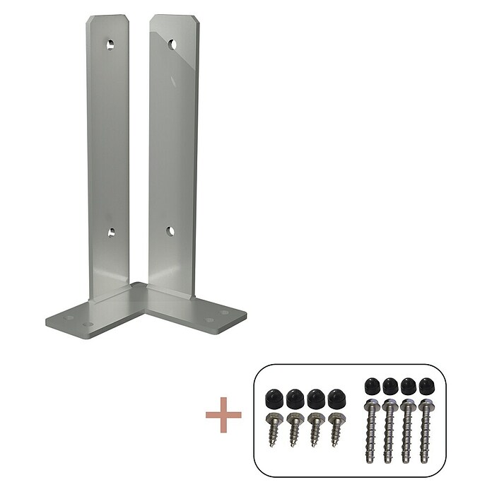 Plus Pfostenträger Über-Eck für Pfosten 9 cm (L x B x H: 15 x 15 x 30 cm, Silber) | BAUHAUS