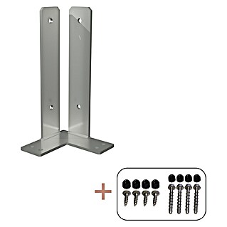 Plus Pfostenträger Über-Eck für Pfosten 9 cm (L x B x H: 15 x 15 x 30 cm, Silber)