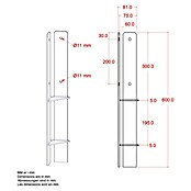 Plus H-Pfostenanker Über-Eck für Pfosten 9 cm (L x B x H: 6 x 6 x 60 cm, Pulverbeschichtet, Schwarz (RAL 9005)) | BAUHAUS