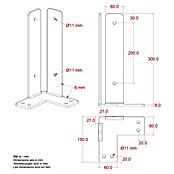 Plus Pfostenträger Über-Eck für Pfosten 9 cm (L x B x H: 15 x 15 x 30 cm, Silber) | BAUHAUS