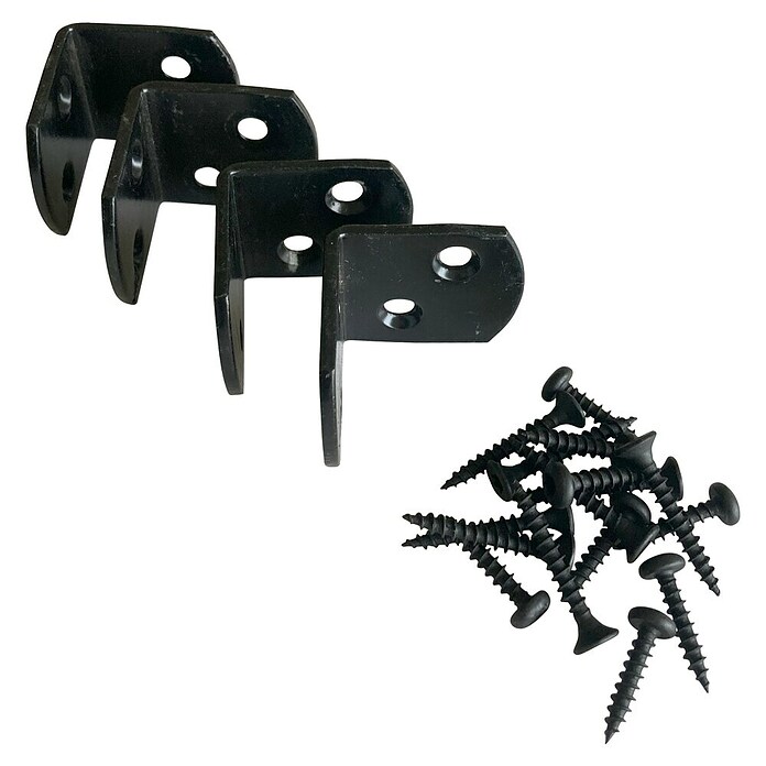 Plus Winkelverbinder (L x B x H: 3,7 x 3,7 x 3 cm, Pulverbeschichtet, Schwarz (RAL 9005), 4 Stk.) | BAUHAUS