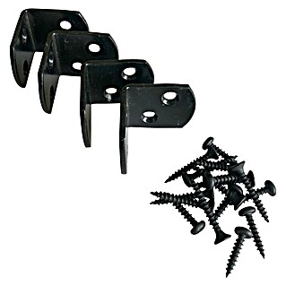 Plus Winkelverbinder (L x B x H: 3,7 x 3,7 x 3 cm, Pulverbeschichtet, Schwarz (RAL 9005), 4 Stk.)