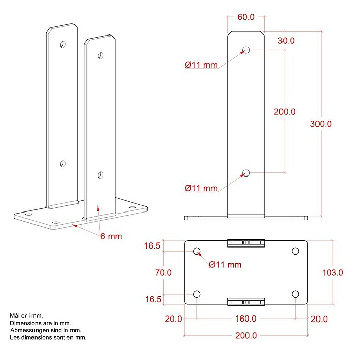 Plus U-Pfostenträger für Pfosten 9 cm (L x B x H: 20 x 10,3 x 30 cm, Silber) | BAUHAUS